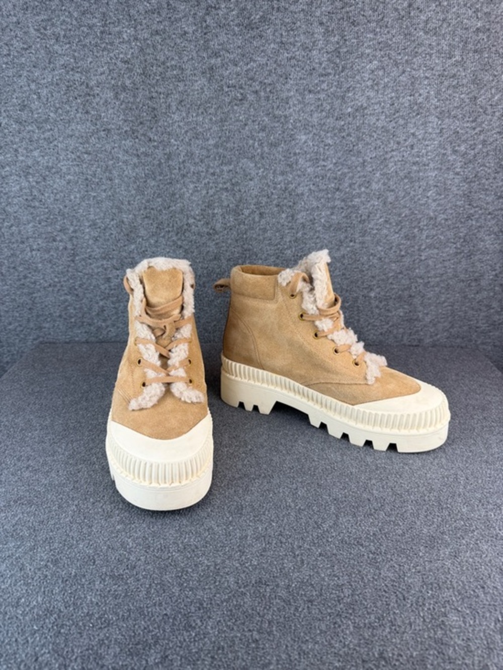 Rare Silent D Peato‎ Women’s Tan Suede Platform Boots Size 8/8.5US|39 EU - Picture 2 of 9